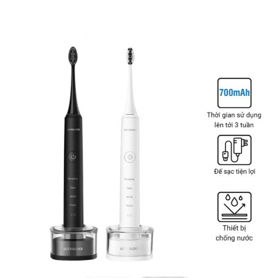 Bàn Chải Đánh Răng Điện Locknlock Màu trắng ENR346WHT - Hàng chính hãng, DC3.7V, Trọng Lượng 235g, Sạc Không Dây - JoyMall