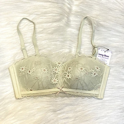 Áo lót cúp ngang hoa cúc không gọng mút mỏng kèm dây chống tuột