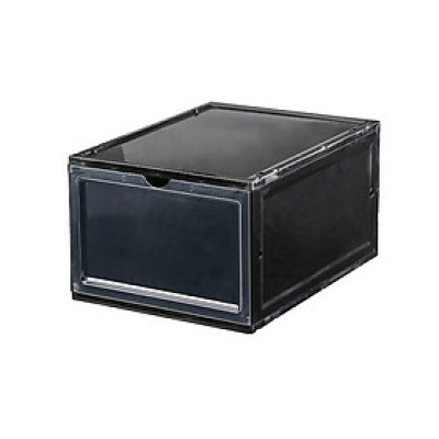 COMBO 3 HỘP ĐỰNG GIÀY NHỰA CỨNG CAO CẤP -NẮP TRONG SUỐT TÍCH HỢP NAM CHÂM HÍT-MÀU ĐEN