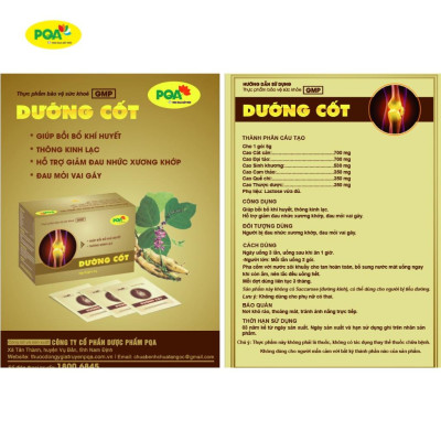 Dưỡng Cốt PQA Giúp Bồi Bổ Khí Huyết Thông Kinh Lạc Và Hỗ Trợ Giảm Đau Nhức Xương Khớp Hộp 25 Gói