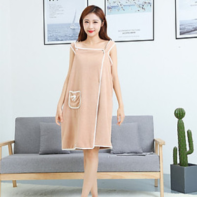 Khăn  tắm  nữ   2 trong 1 , xỏ tay - Áo  khăn tắm nữ kiểu đầm trơn , mịn , thoáng mát , phong cách hiện đại phù hợp với mọi loại dáng  , giao màu ngẫu nhiên