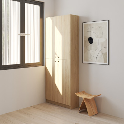 HAPPY FURNITURE , Kệ sách 6 tầng 4 cửa mở - CATY, KSA_078 , 80cm x 30cm x 202cm DxRxC