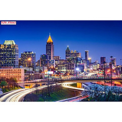 Tranh dán tường 3d thành phố hiện đại - ép kim sa - có sẵn keo PC70