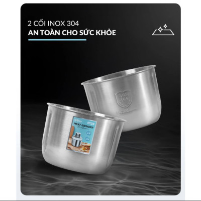Máy Xay Thịt inox Haatz CIM382 - 2 Cối 2,5L, 500W Kèm Phụ Kiện Đánh Ruốc - Hàng Chính Hãng Bảo Hành 2 Năm