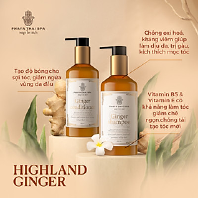 Combo Dầu Gội, Dầu Xả Chiết Xuất Gừng Phaya Thai giúp giảm gầu, hỗ trợ nang tóc
