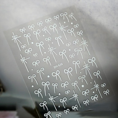 Miếng Dán Móng Tay Hình Nơ Trắng Đen Làm Nail Siêu Xinh, Sticker Nơ Trang Trí Móng Tay Chân 3D Dễ Thương, Nghệ Thuật Nữ Women