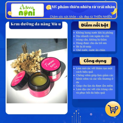 Kem dưỡng đa năng Mù u Adeva Noni – 35 gr - phù hợp với làn da nhạy cảm của mẹ bầu và cả trẻ em, hỗ trợ da sẹo, mụn trứng cá, chàm, nứt gót chân, côn trùng cắn, cháy nắng, trầy xước hoặc da bị tổn thương