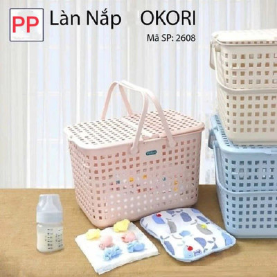 Giỏ đựng đồ sơ sinh làn nhựa đựng đồ cho mẹ đi sinh có nắp phong cách bắc âu MH(2608)