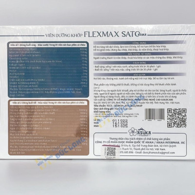 Viên dưỡng khớp Flexmax Sato – Asuka – Hỗ trợ giảm triệu chứng đau khớp – Hộp 2 lọ x 30 Viên – Đức Long