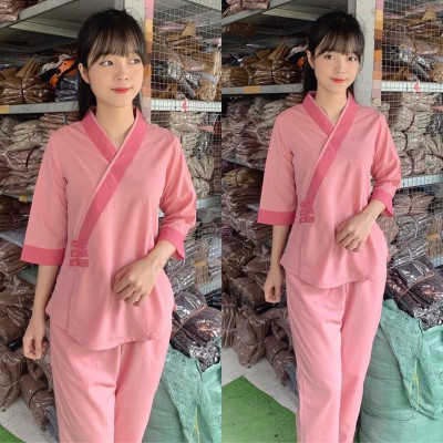 ĐỒ LAM ĐI CHÙA  Mẫu Cài Cút Kate Mịn