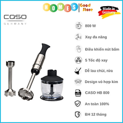 Máy Xay Sinh Tố Cầm Tay CASO Stabmixer HB 800 Vỏ Hợp Kim Sang Trọng, Xay Sinh Tố, Nước Sốt, Xay Ăn Dặm Cho Bé Dung Tích 0.8L, Công Suất 800W - Hàng Nhập Khẩu Đức