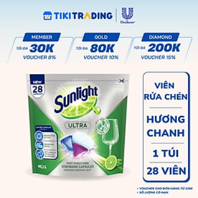 Túi Viên Rửa Chén Bát Sunlight 14in1 Dành Cho Máy Rửa Chén (28 Viên/Túi)