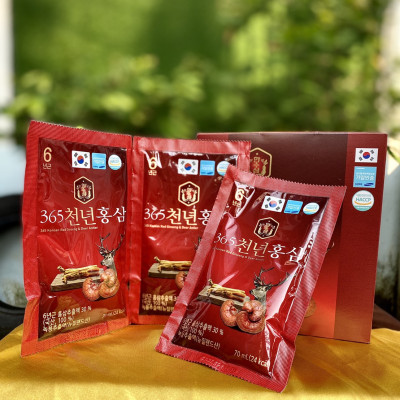 Nước hồng sâm nhung hươu linh chi hộp 70ml * 20 gói - Sức khỏe từ thiên nhiên