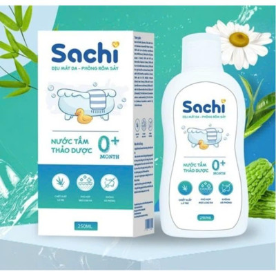 Combo 3 Nước Tắm Thảo Dược SACHI Ngừa Rôm Sảy, Cảm Lạnh Cho Bé Lọ 250ml - Tặng 1 Gạc Răng Miện Sachi