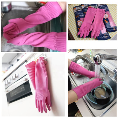 Mua 3 Tặng 2 Đôi Găng Tay cao Su Tự Nhiên Hàn Quốc Có Móc 37cm 