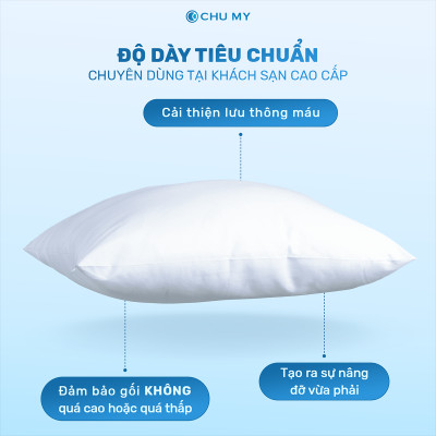 Ruột gối khách sạn bông 3D CHU MY chuyên dùng cho khách sạn 2-3 sao, nâng đỡ vai gáy hoàn hảo