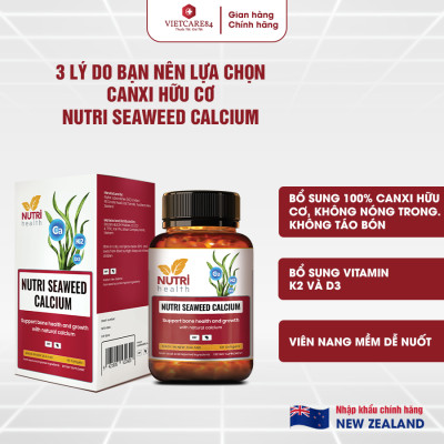Bộ Sản Phẩm Tăng Chiều Cao: Viên uống Canxi hữu cơ New Zealand Nutri Seaweed Calcium 60 Viên và GO MULTI TEEN EVERYDAY