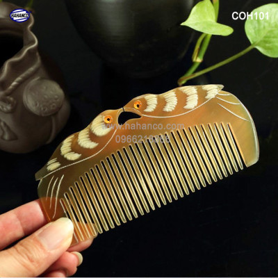 Lược sừng chim đôi giá rẻ (Size: S - 10cm) COH101 - Tượng trưng cho tình yêu và hòa bình - Chăm sóc tóc