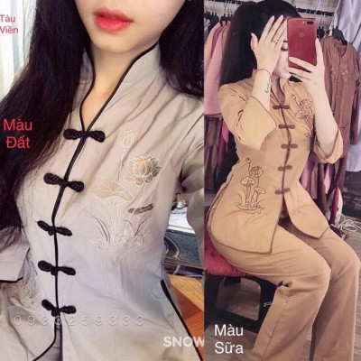 ĐỒ LAM ĐI CHÙA  Sẩm Thêu Cổ Tàu sss1