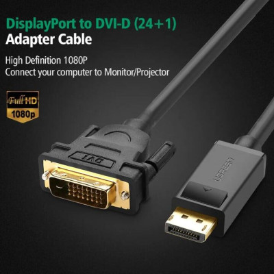 Ugreen UG10221DP103TK 2M màu Đen Cáp chuyển đổi DP sang DVI 24 + 1 Hỗ trợ độ phân giải 1920x1200 - HÀNG CHÍNH HÃNG