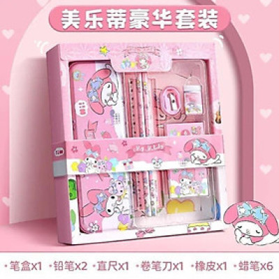 Hộp bút Kuromi Melody Cinnamoroll 7 món cute dễ thương hoạt hình Sanrio cho bé - giao mẫu ngẫu nhiên