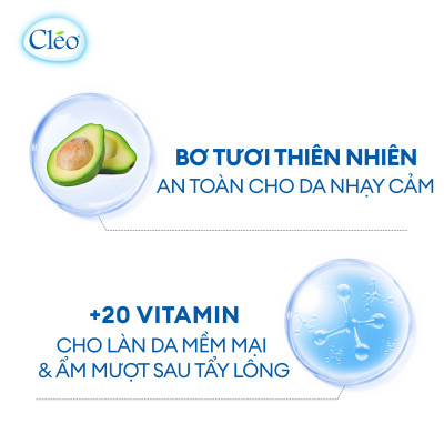 Kem Tẩy Lông Chiết Xuất Bơ Cleo Dành Cho Da Thường 25g, an toàn, không đau và đạt hiệu quả nhanh chóng