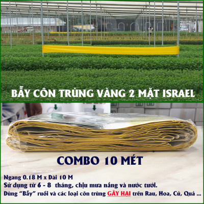 Bẫy Ruồi Bằng Keo Dính Vàng Sinh Học Israel Cuộn 10 Mét Trải Nghiệm. Hiệu Sticky Yellow Roll là Keo Dính Vàng 2 Mặt Israel (RỘNG 18CM X DÀI 10M) Nhập Khẩu Israel Sử DụngTrong Ngành Nông Nghiệp Sạch dùng Bẫy Ruồi Giấm, Ruồi Vàng, Ruồi Cái và cả các loại côn trùng khác