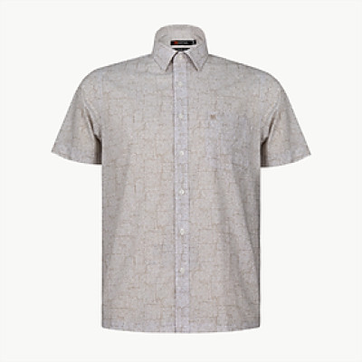 Áo sơ mi nam KHATOCO ngắn tay họa tiết A1MN498T2-CNIN659-2611-N