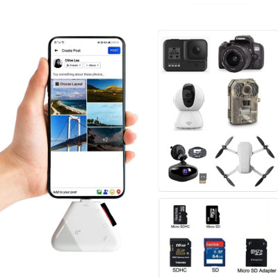 Đầu đọc thẻ nhớ SD, TF đa năng 3in1 Type c, L, USB dùng cho điện thoại, laptop, máy ảnh - Hàng nhập khẩu