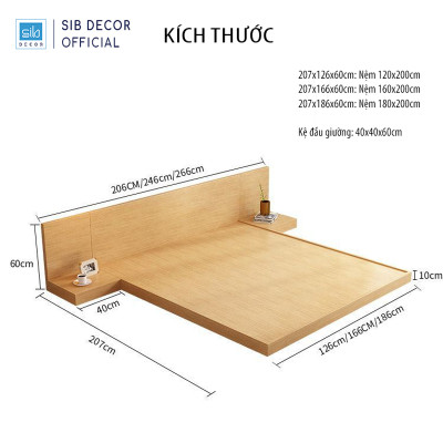 Giường Ngủ Tatami Bệt Phong Cách Nhật Màu Walnut SIB Decor GN28