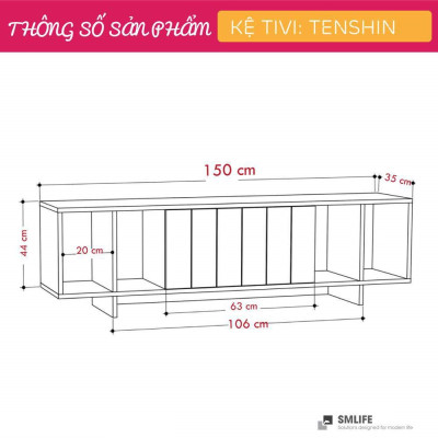 Kệ gỗ tivi đẹp tiện dụng cho phòng ngủ SMLIFE Tenshin