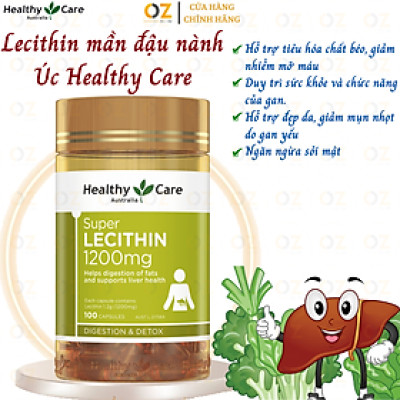 Mầm đậu nành Úc Healthy Care Super Lecithin 1200mg tăng cường chức năng gan khỏe mạnh, nâng cao sức  khỏe, sắc đẹp từ bên trong - OZ Slim Store
