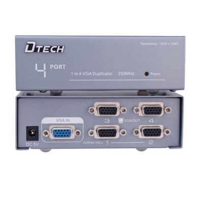 Bộ chia VGA 1 to 4 DTECH (model DT-7254) - Hàng Chính Hãng