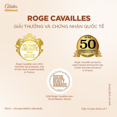 Dung dịch vệ sinh phụ nữ Roge Cavailles - Dưỡng Mềm Mại, Sạch Dịu Êm - Số 1 tại Pháp - 250ml