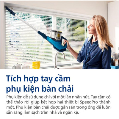 Máy hút bụi cầm tay không dây dạng cán 3 trong 1 SpeedPro Aqua thương hiệu Philips FC6730/81 - Hàng Chính Hãng