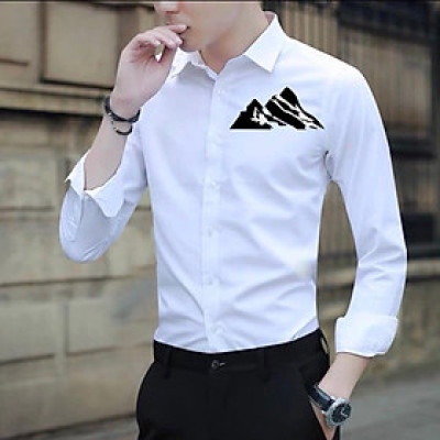 Áo sơ mi Nam logo in hình núi thanh lịch