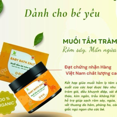 Muối tắm tràm trà Bảo Nhiên cho bé 450gr - giảm rôm sảy, hăm tả và mẩn ngứa ngoài da