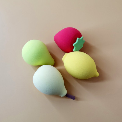 Bộ 4 bông phấn trang điểm hình quả trứng lớn , dụng cụ trang điểm hình quả dâu tây, chanh, lê đẹp và cute