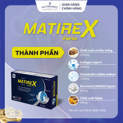 Viên uống Matirex Forte hỗ trợ giảm đau giúp tái tạo sụn khớp và xương dưới sụn (30 viên) - Nutramed