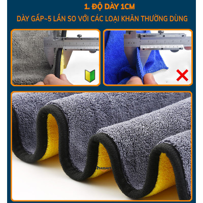Khăn Lau Ô Tô Đa Năng Chuyên Dụng Microfiber 30x40 CM Bông Dày Siêu Thấm Không Bụi Vải