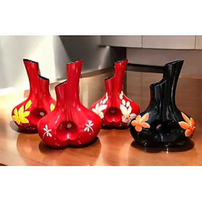 Bình hoa sơn mài Thanh Bình Lê- Bình đôi tình yêu liền nhau  size 35x26x12 cm dùng  cắm hoa, trang trí, quà tặng ý nghĩa