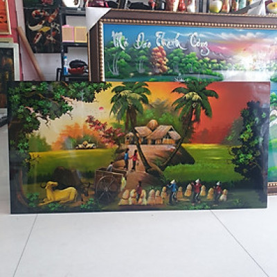 [ Loại 1]Tranh Sơn Mài - ĐỒNG QUÊ VIỆT NAM | Size 60x120 cm | Mộc Mạc – Bình Yên – Đậm Hồn Dân Tộc