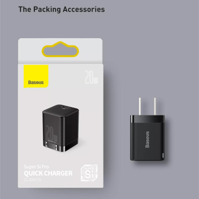 Baseus Super Si Pro Bộ sạc USB C có thể gập lại 20W nhỏ gọn và cực bền cổng Type C Sạc nhanh cho iPhone 12 Pro Max Bộ sạc nhanh Samsung Xiaomi iPhone Huawei - Hàng Chính Hãng