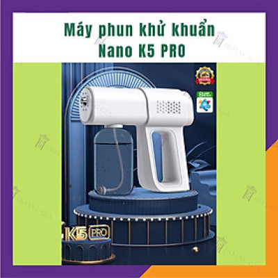 Máy Phun Khử Khuẩn Nano K5 PRO Hoàng Gia Công Suất Lớn Không Dây Cầm Tay - HÀNG CHÍNH HÃNG - Pin siêu bền 2 Chế Độ Phun Với Chùm 8 Đèn Led UV Khử Trùng Sạch Vi Khuẩn - Thiết Kế Nhỏ Gọn - Dạng Sạc Pin Di Động, Dễ Dùng 