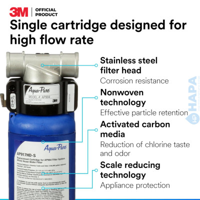 Máy Lọc Nước Đầu Nguồn 3M AP904 Lọc Tổng Sinh Hoạt Gia Đình, Căn Hộ, Chung Cư, Nhà Phố, Biệt Thự - Hàng Chính Hãng 3M Mỹ