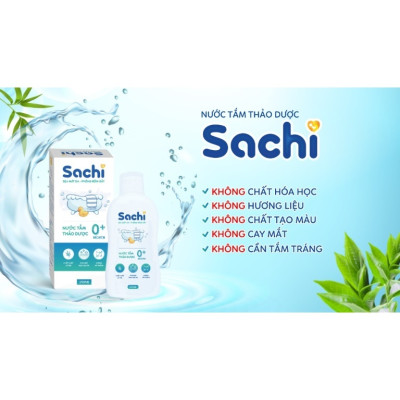 Nước Tắm Gội Thảo Dược SACHI /Chai 250ml - Phòng Ho Cảm, Rôm Sẩy, Ngừa Muỗi, Dịu Mát Da cho Bé