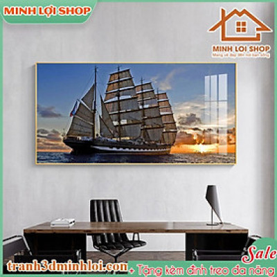 [HCM] Tranh tráng gương cao cấp treo tường THUẬN BUỒM XUÔI GIÓ biếu tân gia quà tặng sếp TẶNG KÈM ĐINH TREO