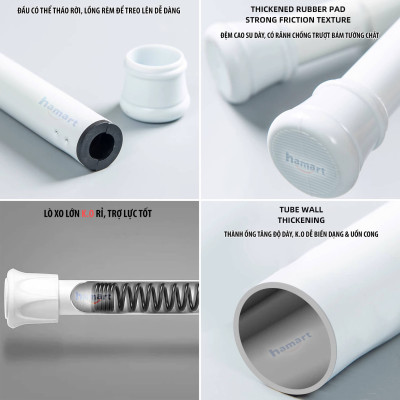 Thanh Treo Rèm Dán Tường Treo Đồ Đa Năng Hamart Kim Loại Gắn Tủ Quần Áo Cửa Sổ Ngang 1.3CM