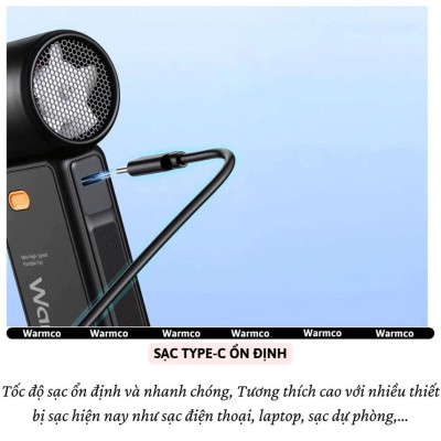 Quạt Cầm Tay Warmcro 5000mAh – 100 Cấp Gió Siêu Mát, Pin Trâu, Nhỏ Gọn Mang Theo Mọi Nơi - Hàng Nhập Khẩu