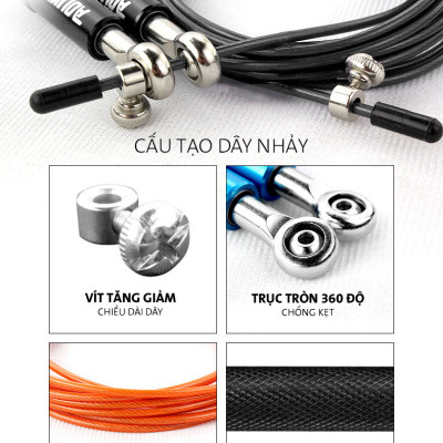 Dây Nhảy Thể Dục Tay Nắm Hợp Kim Nhôm Chính Hãng Aolikes